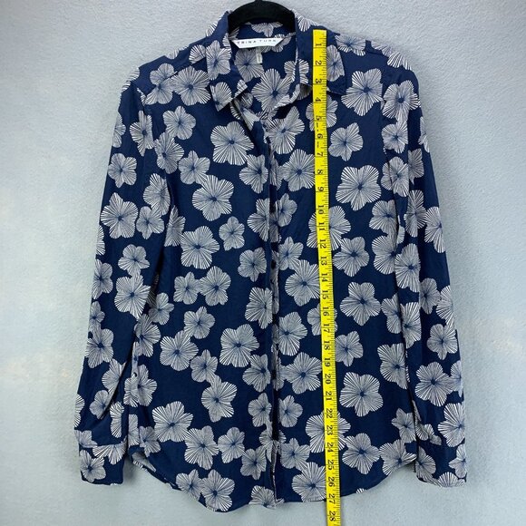 Trina Turk Blouse Womens Extra Small Blue Silk Button Up Long Sleeve Woven - Picture 8 of 16